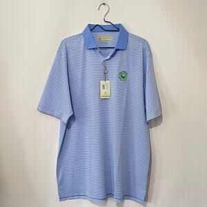 Donald Ross Golf Polo Shirt Mens Large Blue White Striped Short Sleeve NWT
